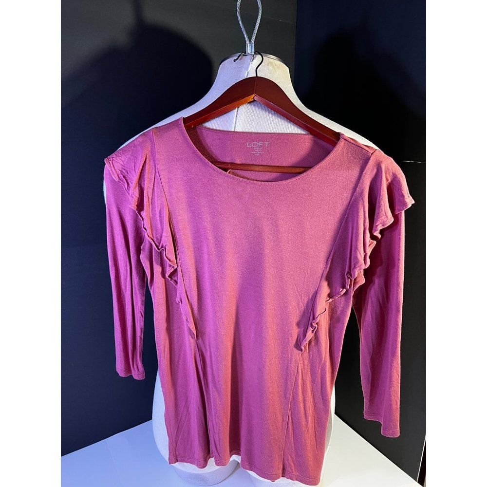 LOFT Petite Extra Small Blouse  Ruffle Dress Shirt